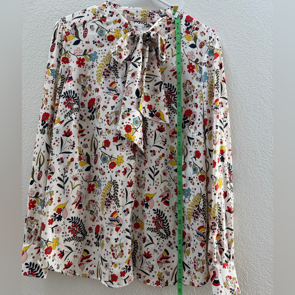 Boden Multicolor Floral/Bird Long Sleeve Blouse & Midi Skirt Set Size 12 - Picture 9 of 16